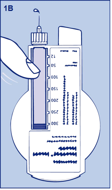 Vorbereitung zur Entfernung der Luft vor jeder Injektion In der Patrone und in der Nadel können sich während des üblichen Gebrauchs kleine Mengen Luft ansammeln.