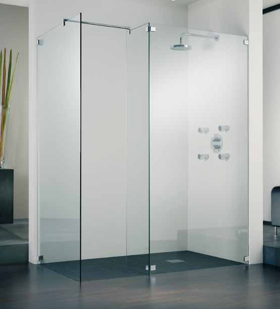 Walk In K.72 Ecklösung Innovative Anordnung der Glaselemente mit komfortabler Aufteilung in Dusch- und Trockenzone - schafft edles Design mit Funktion.