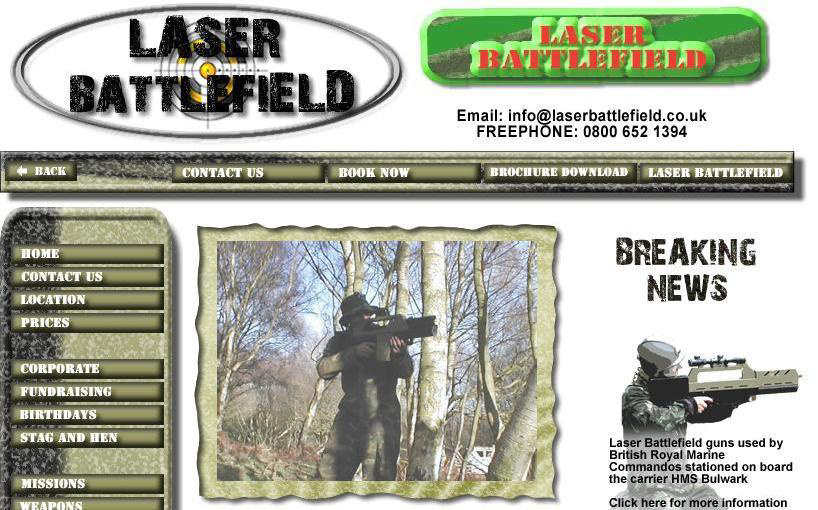 Abb. 70: Startseite von Laser Battlefield 316 Auch die zahlreichen Fotos, die auf der Seite zu finden sind, wirken militärisch: Es sind hauptsächlich