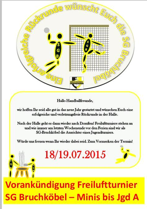 Liebe Handballfreunde! Willkommen zum 1. Heimspiel unserer 1. Männermannschaft in der Handball-Oberliga Hessen in 2015, zum großen Derby SG Bruchköbel gegen HSG Hanau.