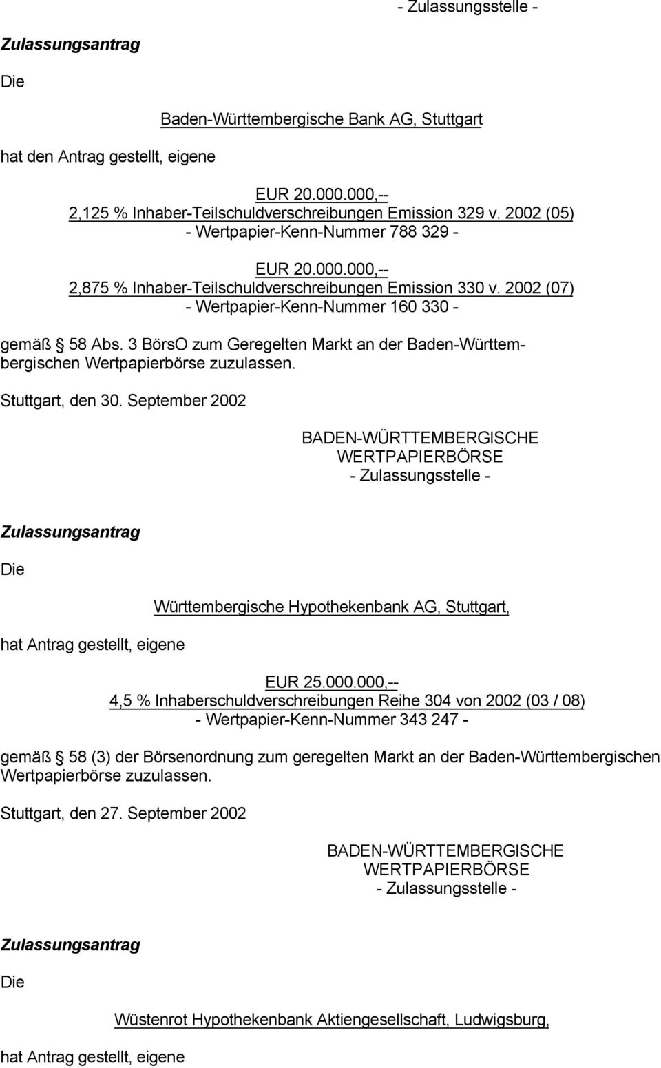 3 BörsO zum Geregelten Markt an Baden-Württembergischen Wertpapierbörse zuzulassen.