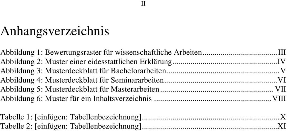 .. V Abbildung 4: Musterdeckblatt für Seminararbeiten... VI Abbildung 5: Musterdeckblatt für Masterarbeiten.