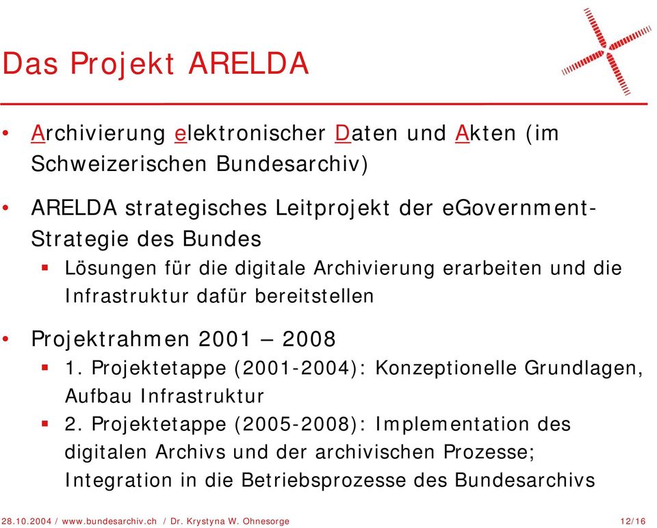 2008 1. Projektetappe (2001-2004): Konzeptionelle Grundlagen, Aufbau Infrastruktur 2.