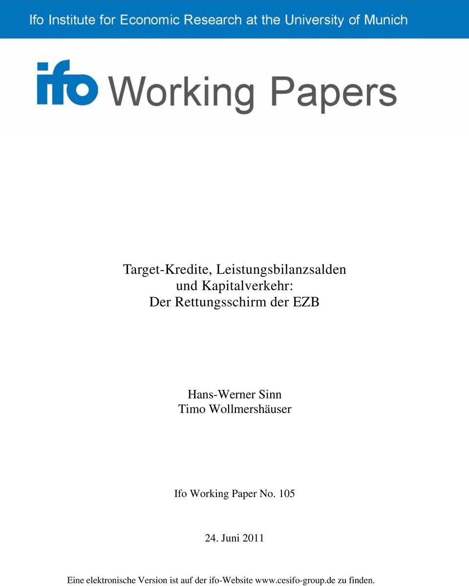 Wollmershäuser Ifo Working Paper No. 105 24.