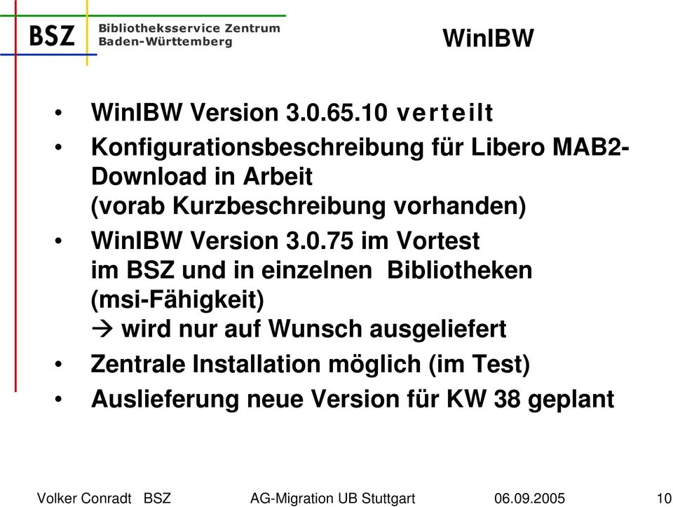 vorhanden) WinIBW Version 3.0.