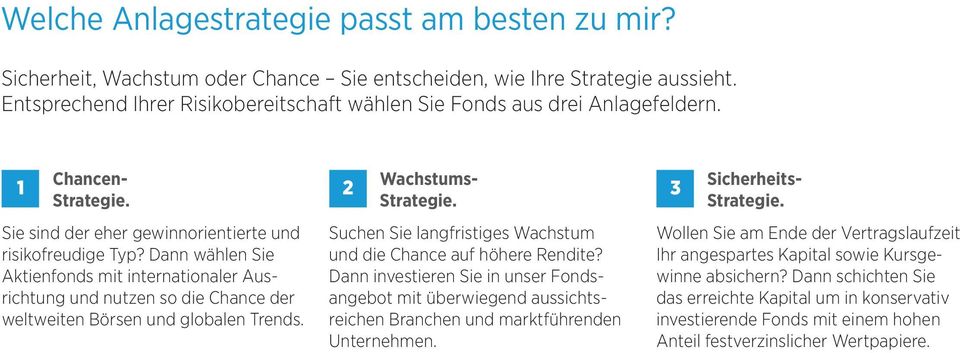 Dann wählen Sie Aktienfonds mit internationaler Ausrichtung und nutzen so die Chance der weltweiten Börsen und globalen Trends. Suchen Sie langfristiges Wachstum und die Chance auf höhere Rendite?