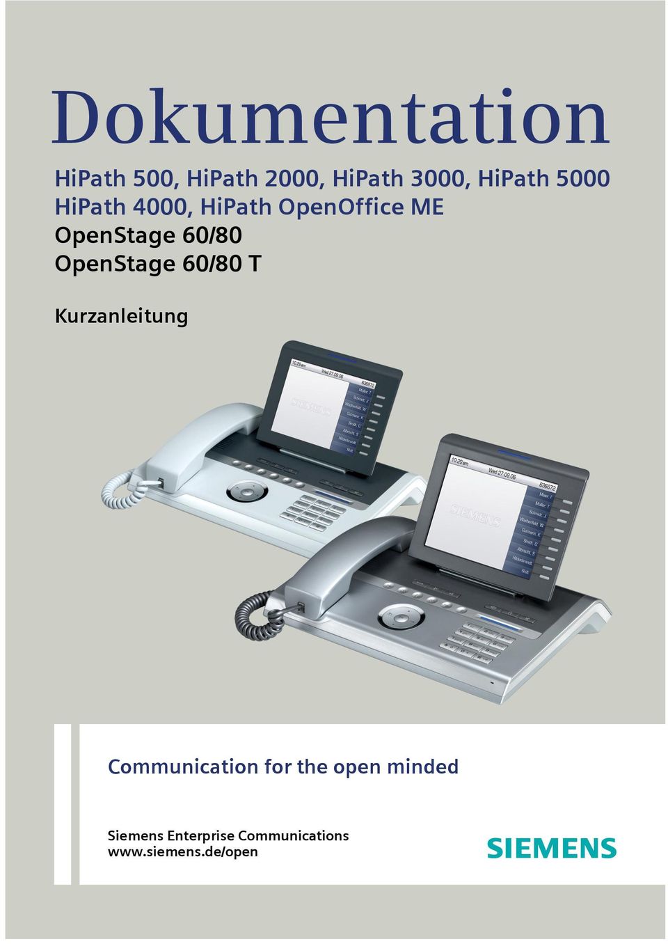OpenStage 60/80 T Kurzanleitung Communication for the open