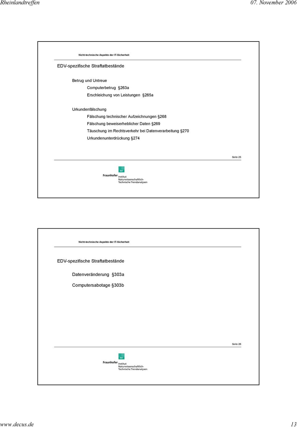 beweiserheblicher Daten 269 Täuschung im Rechtsverkehr bei Datenverarbeitung 270