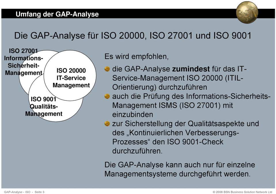 Informations-Sicherheits- Management ISMS (ISO 27001) mit einzubinden zur Sicherstellung der QualitÜtsaspekte und des Kontinuierlichen Verbesserungs- Prozesses den ISO