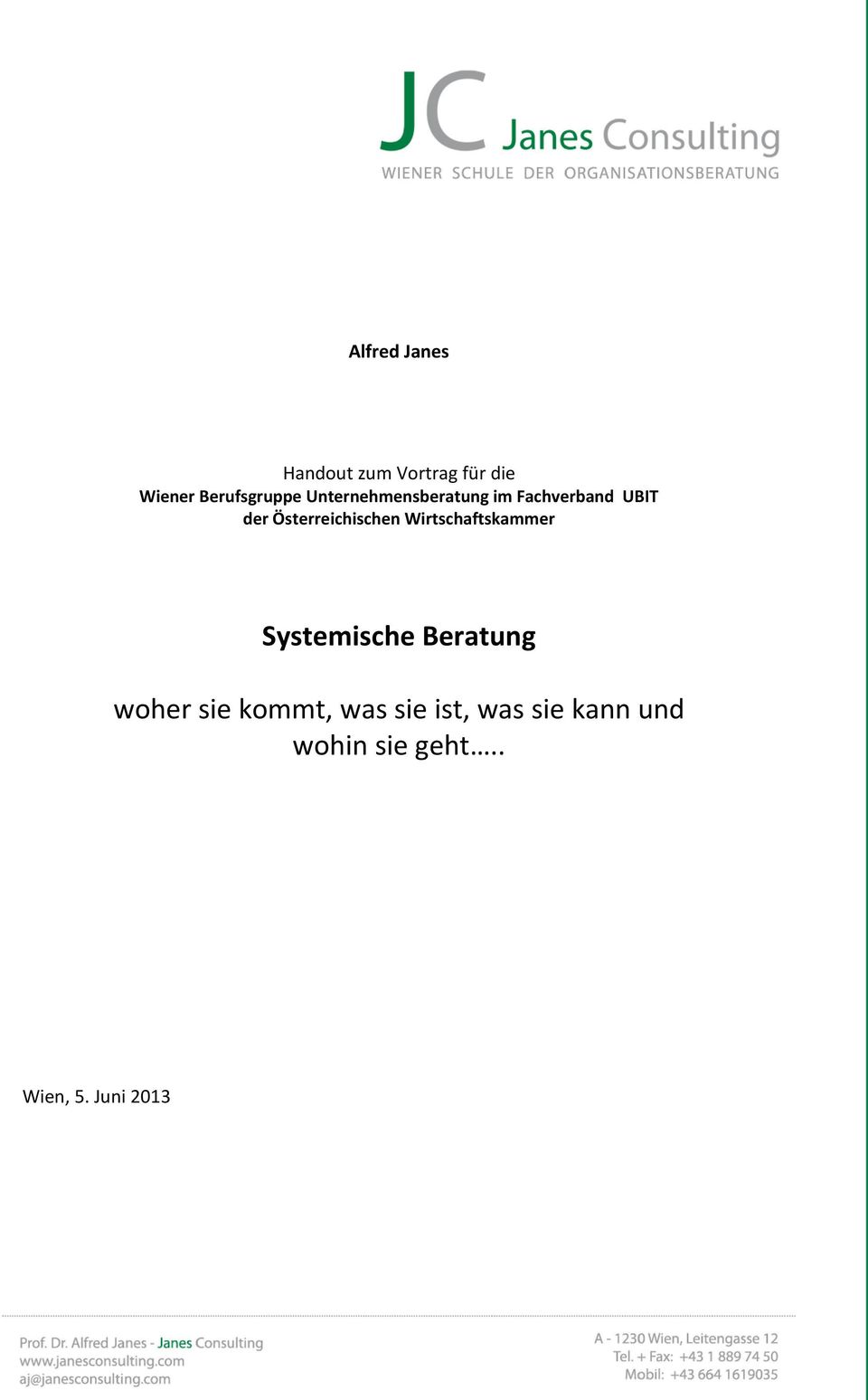 Österreichischen Wirtschaftskammer Systemische Beratung
