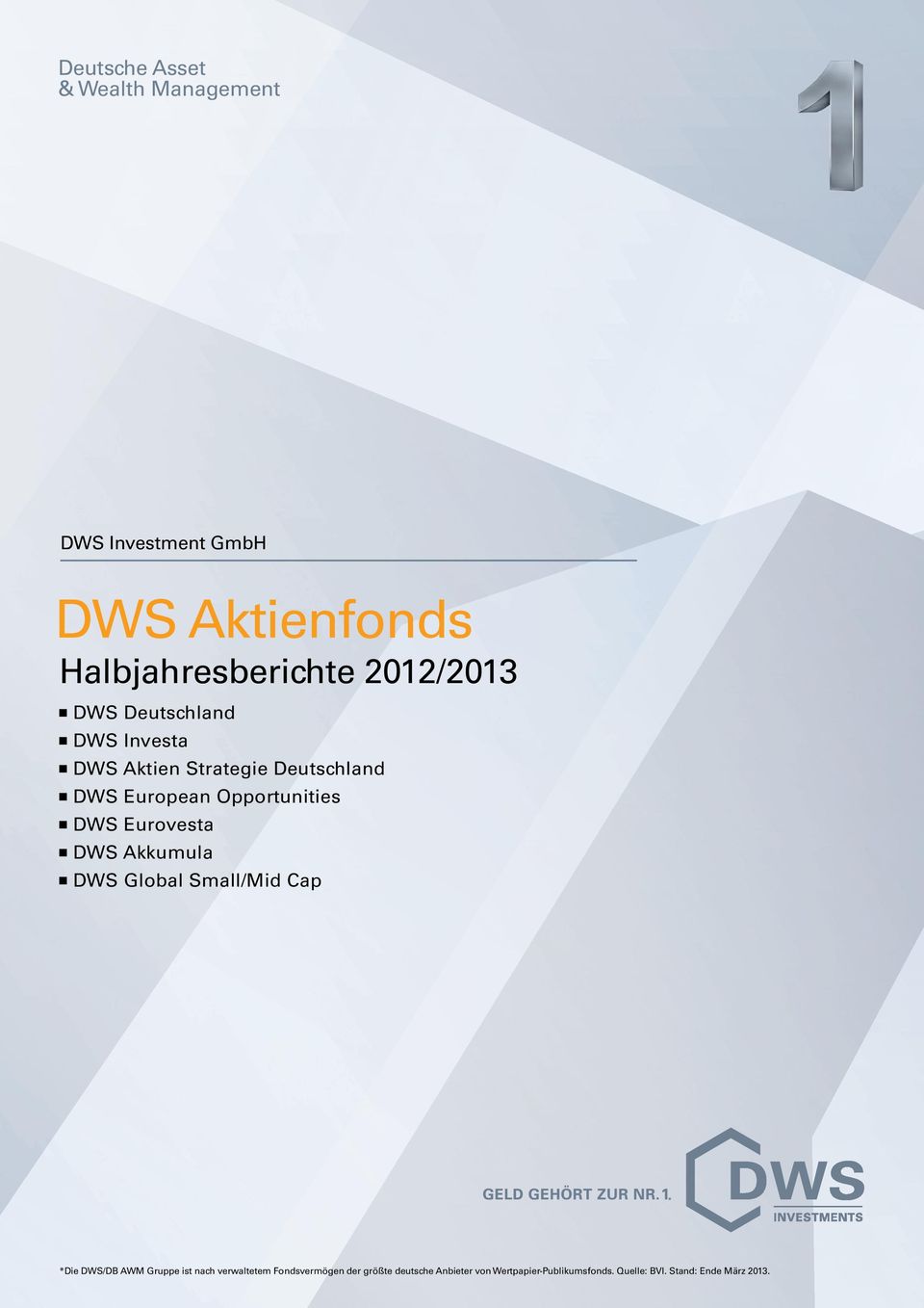 DWS Eurovesta DWS Akkumula DWS Global Small/Mid Cap *Die DWS/DB AWM Gruppe ist nach verwaltetem