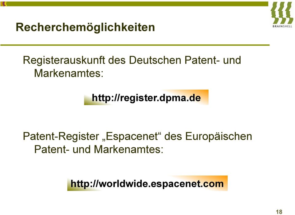 dpma.de Patent-Register Espacenet des Europäischen