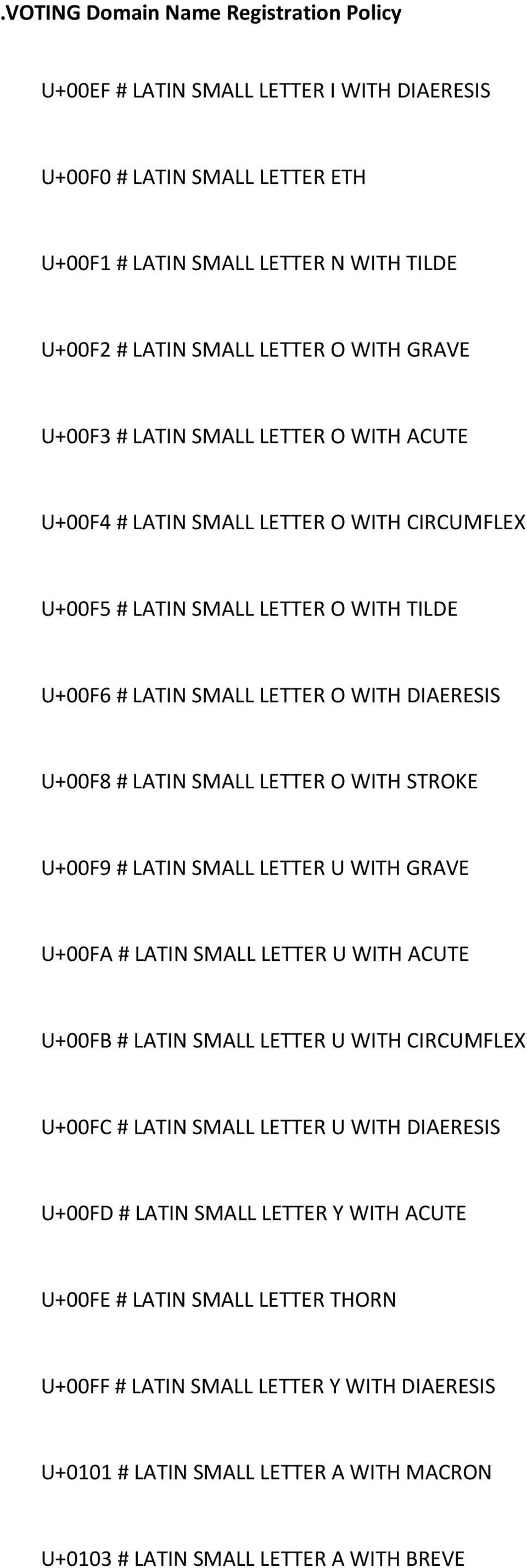 U+00F9 # LATIN SMALL LETTER U WITH GRAVE U+00FA # LATIN SMALL LETTER U WITH ACUTE U+00FB # LATIN SMALL LETTER U WITH CIRCUMFLEX U+00FC # LATIN SMALL LETTER U WITH DIAERESIS U+00FD # LATIN