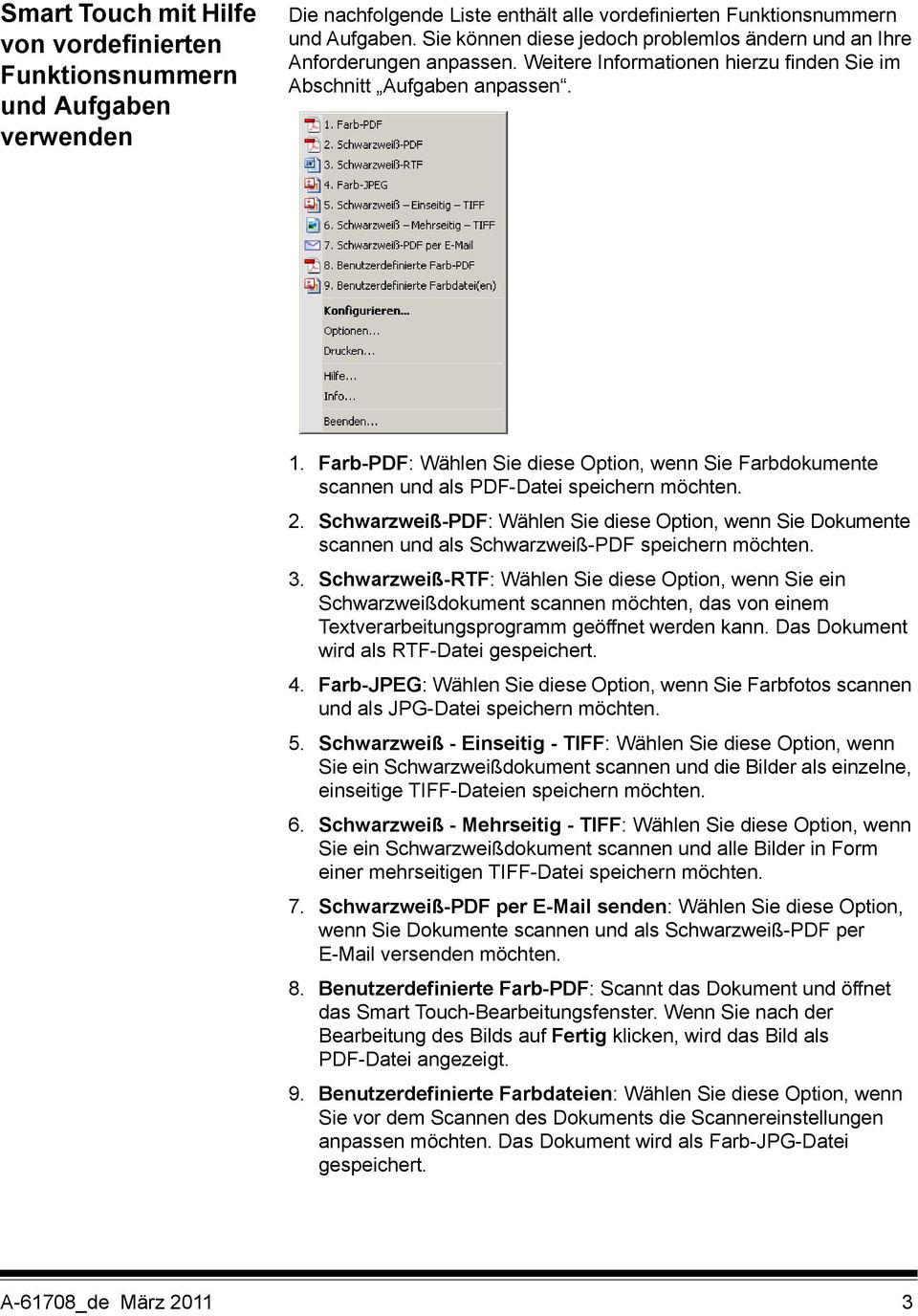 Farb-PDF: Wählen Sie diese Option, wenn Sie Farbdokumente scannen und als PDF-Datei speichern möchten. 2.