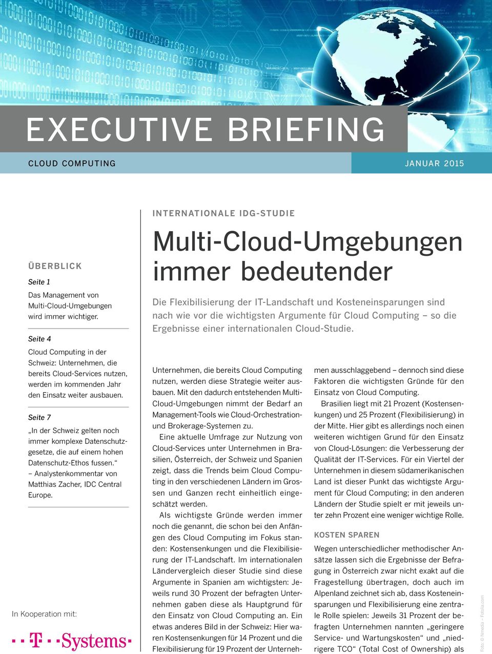 Computing so die Ergebnisse einer internationalen Cloud-Studie. Cloud Computing in der Schweiz: Unternehmen, die bereits Cloud-Services nutzen, werden im kommenden Jahr den Einsatz weiter ausbauen.