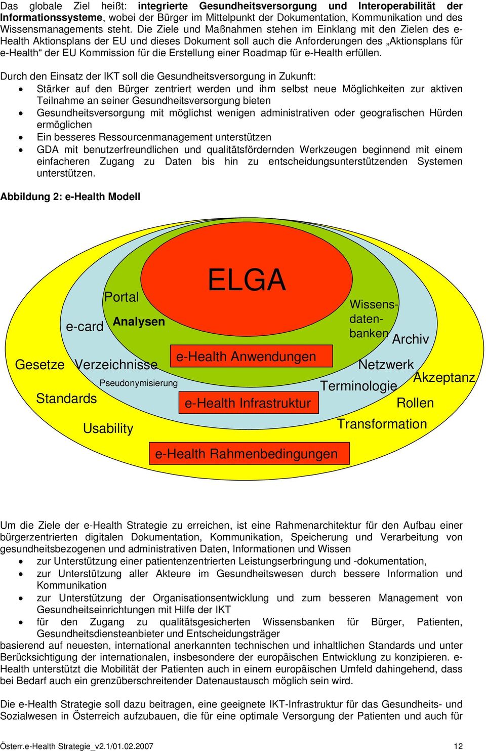 Die Ziele und Maßnahmen stehen im Einklang mit den Zielen des e- Health Aktionsplans der EU und dieses Dokument soll auch die Anforderungen des Aktionsplans für e-health der EU Kommission für die