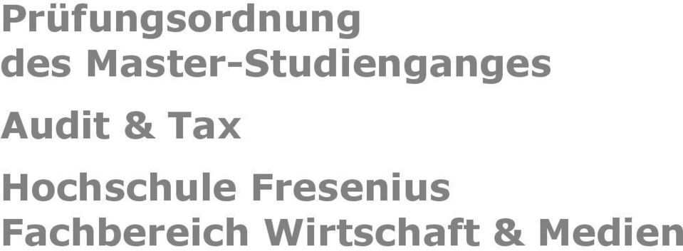 & Tax Hochschule Fresenius