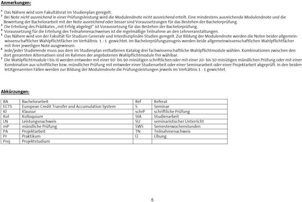 3 Die Erteilung des Prädikates mit Erfolg abgelegt ist Voraussetzung für das Bestehen der Bachelorprüfung.