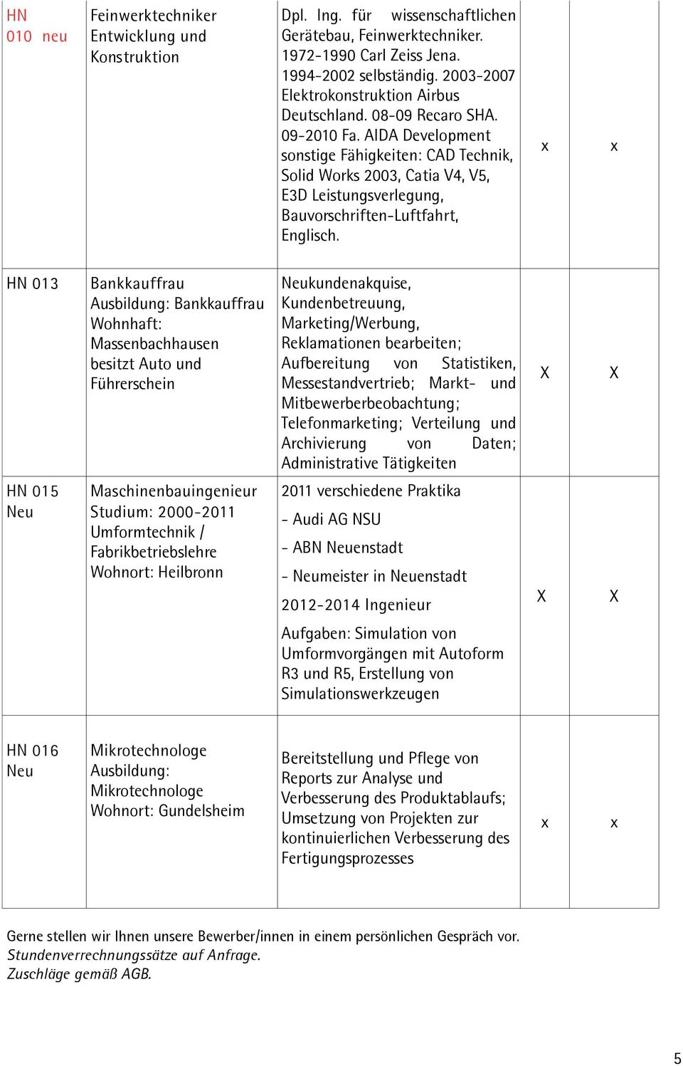 AIDA Development sonstige Fähigkeiten: CAD Technik, Solid Works 2003, Catia V4, V5, E3D Leistungsverlegung, Bauvorschriften-Luftfahrt, Englisch.