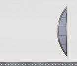 Motiv 22 Glatte Holz-Füllung mit waagerechten Nuten, Edelstahl-Applikation mit blaulackierten Streifen, gelochtem Bogenelement Edelstahl geschliffen und Einscheiben-Sicherheitsglas Parsol Grau.