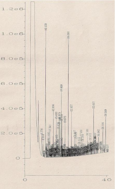 Saposhnikoviawurzel 180 Abbildung 85: GC-FID Chromatogramm des ätherischen Öls von Saposhnikoviae divaricatae radix aus Deutschland (LfL 2010) Abbildung 86: GC-FID Chromatogramm des ätherischen Öls