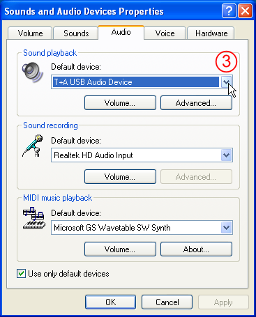 Choose 'T+A USB Audio