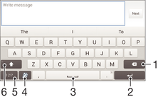 Eingeben von Text Bildschirmtastatur Sie können entweder Text mit der QWERTZ-Bildschirmtastatur durch Tippen auf jeden einzelnen Buchstaben eingeben oder mithilfe der Gesteneingabenfunktion mit Ihrem