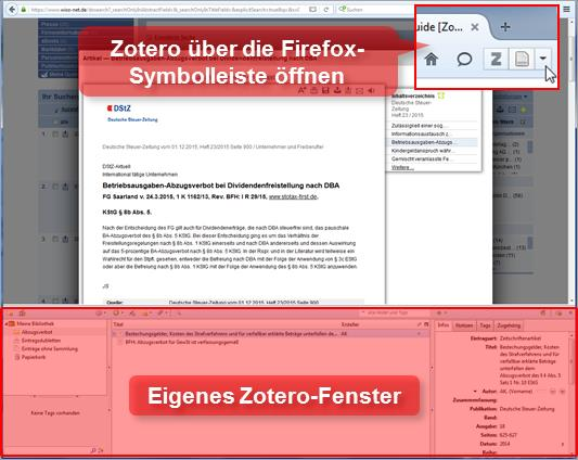 3 Weitere Neuigkeiten: Zotero: das Literaturverwaltungsprogramm jetzt auch bei wiso Eine Erweiterung (Add On) des Browsers Firefox und ein einfach zu bedienendes Werkzeug für die wissenschaftliche