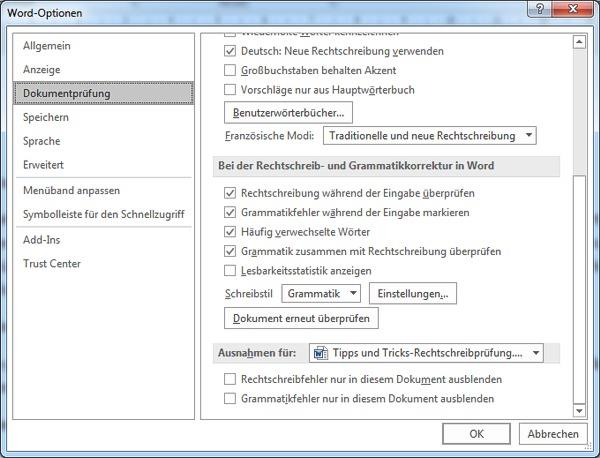 MS Word Rechtschreibfehler werden nicht angezeigt 6.