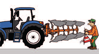 40 Geräteteile, die den Traktor seitlich um mehr als 15 cm überragen, müssen mit schwarz/gelb oder rot/weiss gestreiften Tafeln oder Balken und Rückstrahlern, die von vorne und hinten sichtbar sind,