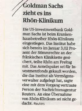 US-Investmentbank bei Rhön-Klinikum