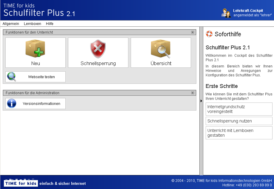TIME for kids Schulfilter Plus Das Lehrercockpit