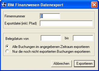 IBM Finanzwesen-Datenexport IBM