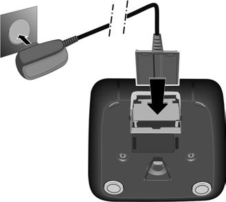 Inbetriebnahme Verpackungsinhalt ein Mobilteil, ein Akkudeckel, zwei Akkus, eine Ladeschale mit Steckernetzgerät, ein Gürtelclip, eine Bedienungsanleitung Inbetriebnahme Die Ladeschale ist für den