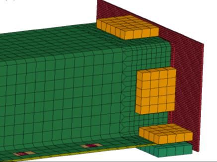 Validierung am T-Stoß* (quasistatisch) 2 Modell- 1 Schweißpunkte Kantenlänge 2 mm bildung Kantenlänge 5 mm 3 Klebstoff Einspannung