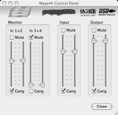 Mac OS X Nach Anschluss der MAYA44 SPECIAL EDITION an den Macintosh, öffnen Sie die Audio-MIDI-Konfiguration und wählen dort MAYA44 SPECIAL EDITION als Standardgerät für Aufnahme und Wiedergabe.