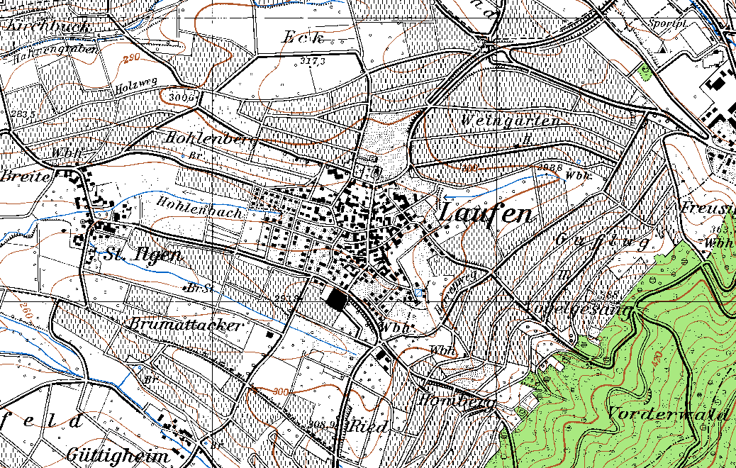Topographie / Naturraum Laufen (280 m ü.