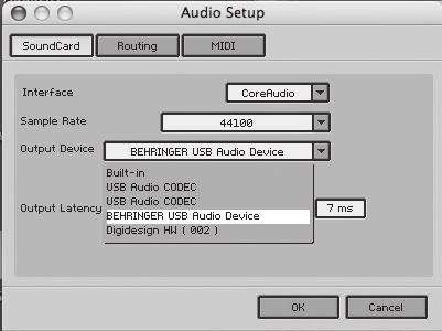 exe im Ordner ASIO_driver auf der CD. Latenzzeit zu hoch Starten Sie das ASIO-USB Control Panel in der Audio- Software (mit dem Namen ASIO Config o. ä.). USB Device = BEHRINGER USB AUDIO.
