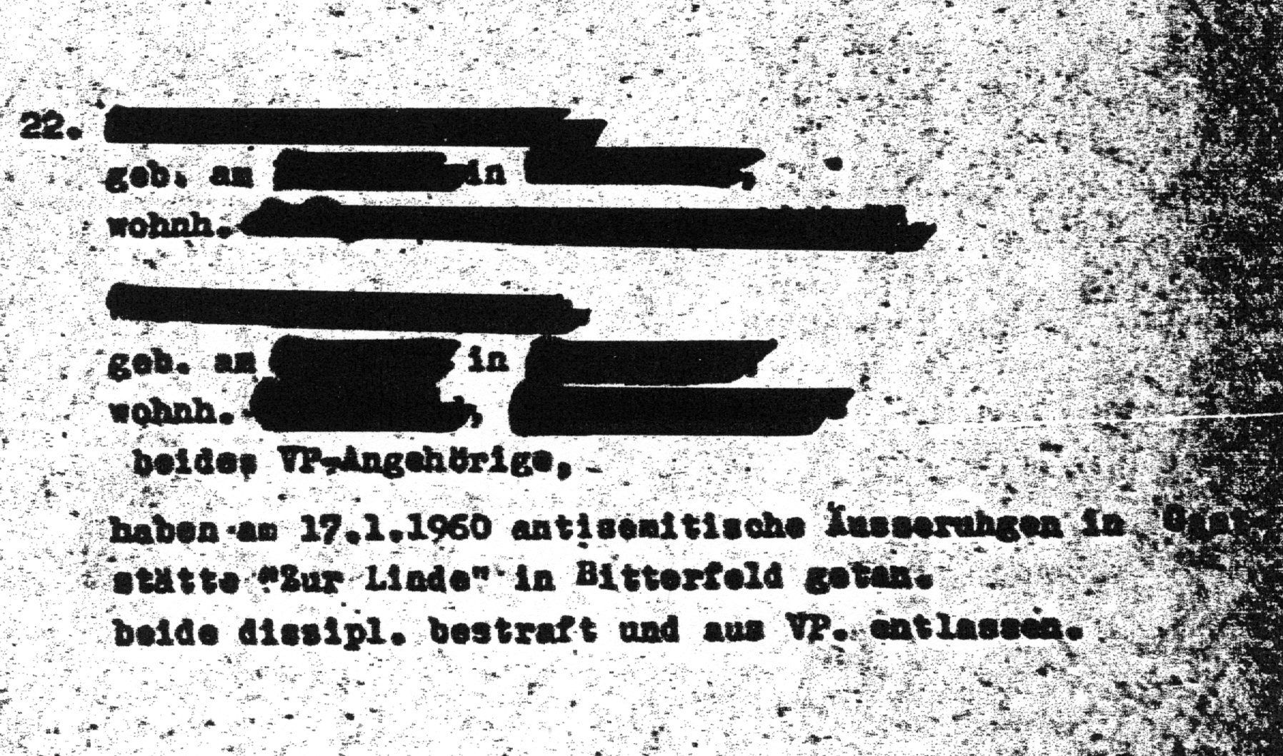 Rassistische Vorkommnisse gab es auch in der Armee und der Polizei der DDR In der Deliktkartei der für die Überwachung DDR-
