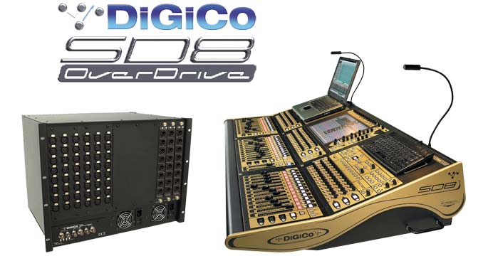 Digico SD 8 48/24 OverDrive SYSTEM Wie bei uns in der Vermietung erhältlch FEATURES Komplettpaket mit 48/24 Stagerack und digitalem 100m MADI-Kabel bis zu 60 Mono- oder Stereokanäle mit vollem