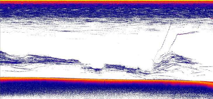 Bild 21 Bild 21: Hier sieht man ein Netz welches bis ins Mittelwasser reicht. Sehr schön zu erkennen ist hierbei, dass unter den oberen Sicheln ein "Schatten" ist und unten wieder Sicheln.