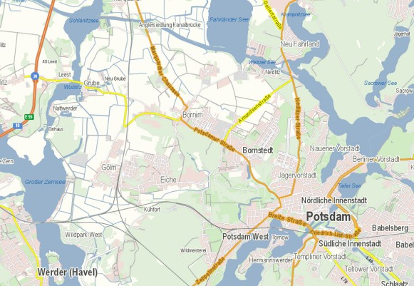 STANDORTBESCHREIBUNG Lage & Verkehrsanbindung Bornim ist ein Stadtteil im Norden der brandenburgischen Landeshauptstadt Potsdam und grenzt an die Ortsteile Bornstedt, Nedlitz und Golm.