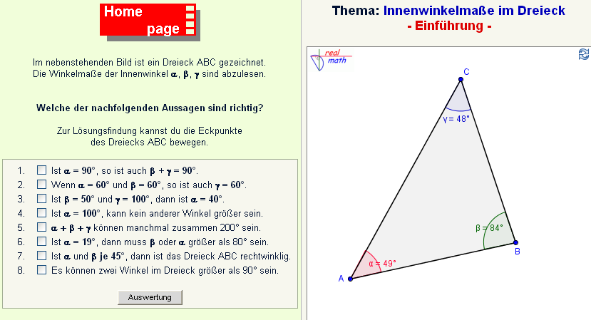 Winkelsumme Vermittlung & Dialog www.realmath.