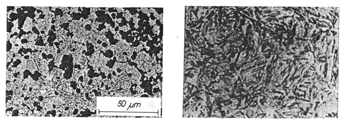 Wärmebehandlung von Stahl Umwandlungen des Austenits bei beschleunigter Abkühlung (Ungleichgewichtszustände im System Fe-Fe 3 C) Unlegierter Stahl mit 0,45 % C (C 45): Mikrostrukturen untere obere