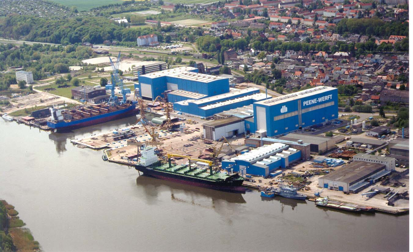 Bild 7: Die Peene-Werft in Wolgast heute Aber auch die Peene-Werft musste sich den Bedingungen des Marktes anpassen und hat ihre Schwerpunkte seit 1992 konsequent in Richtung Handelsschiffbau
