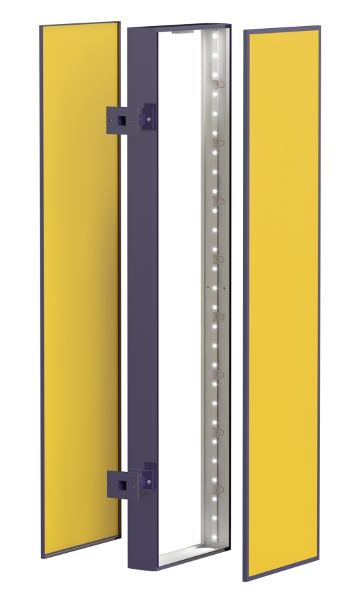 AUSSTECKER FAHNE Profil 4 MATERIAL Oberteilrahmen und Unterteil aus Aluminium Frontscheibe aus Acrylglas AUSLEUCHTUNG mit LED-Box-Side weiß 6500 K