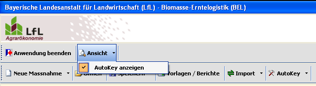11 / 12 LfL-Programm Biomasse-Ernte-Logistik Abbildung 5: Auswahl der Spaltenbedeutung 5.3.2 Autokey Diese Funktion kann die Fahrzeugerkennung der Fuhrwerkswaage (z.b. über Funksender) genutzt werden.