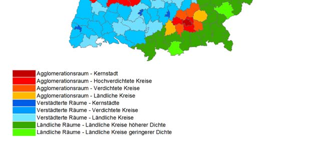 RWI Schaubild 11 Regionale Verteilung der siedlungsstrukturellen Kreistypen Quelle: Regionaldatenbank Deutschland, eigene Berechnungen Anmerkung: Darstellung bezieht sich auf die