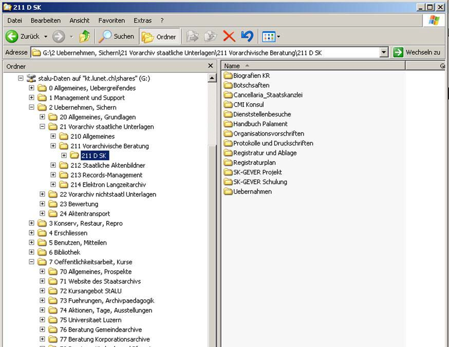 7 3. Beispiel Registraturplan im Explorer Der Aufbau der Explorer-Ablage entspricht dem Registraturplan.