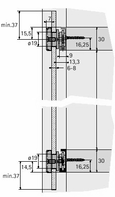 Schiebetürbeschläge für Möbel Schiebetürbeschlag 20kp Türgewicht für 1 Schiebetür Einbahnige Schiebefunktion Identische Anbindung des s oben und unten für obere und untere Anbindung Aluminium, Länge